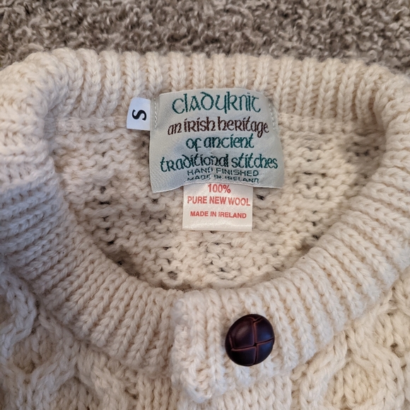 Aran Wool Cardigan Sweater - Picture 2 of 8